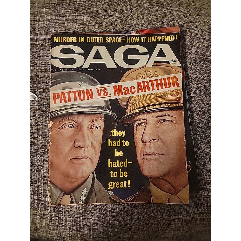 Saga Magazine April 1963 Patton Vs. MacArther Vintage Army Men